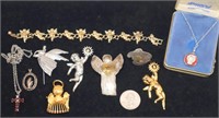Angels & Religious Jewelry w Sterling, Brooches