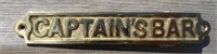 Captains Bar Solid Brass Sign 1" X 5 1/2"