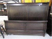 Brown Wooden King Sleigh Bed by "Bassett"