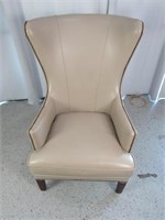 High Back Tan Leather Chair by "Bassett Furniture"