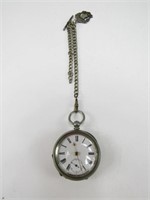 Antique Key Wound Pocket Watch w/ Key Fob/Chain