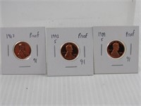 1960, 1963, & 1989 Proof Pennies