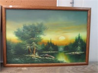 Landscape Painting with Frame