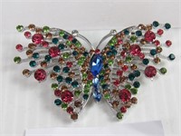 Multi Colored Butterfly Rhinestone Brooch Pin