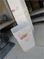 Stack of Square Plastic 4 Gal Buckets