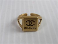 Faux "Chanel" Gold Tone Adjustable Ring
