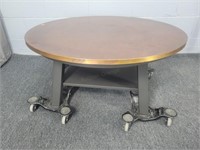 Metal Clad Top Coffee Table On Metal Frame