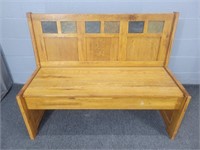 Solid Oak Storage Bench - Tile Inlay
