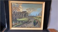 Florance Hughes Framed Original Oil On Board ( 27"