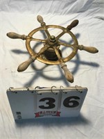 Antique cast bronze/brass captains wheel. Palmer