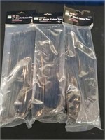 3 New Packs 11" 100ct Black Cable Ties