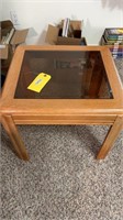GLASS & WOOD END TABLE