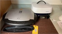 GEORGE FOREMAN GRILL, ELECTRIC SKILLET, CUTTING