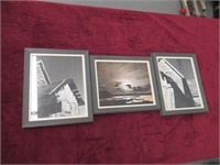 3 Original black and white photos of old buldings