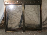 Vintage glass fireplace screen - 34 1/2 x 29"
