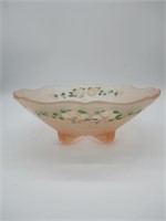 Hand Painted footed Satin Glass bowl