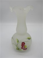 Hand Painted  Satin Glass Vase