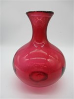 Hand blown Cranberry Vase