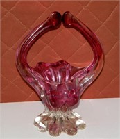 Vintage 1950s MURANO Cranberry Venetian Glass Rib