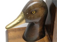 Vintage Wooden and brass duck bookends