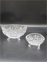 2 Antique Footed Bowls in Pinwheel Crystal Pattern