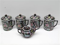 Vintage China Famille Noire ceramic set
