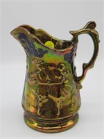 Antique Hand Painted Copper Luster English Pitcher