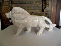 Large African lion soapstone carving