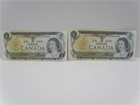 1973 2 x sequence $1 CAD