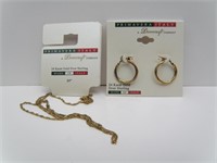 Earrings and chain 24 k gold over sterling