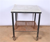 Metal Work Table On Casters