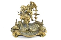 19th cent figural  bronze inkwell -
