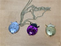 3 LADY BUG WATCHES W/ NECKLACES