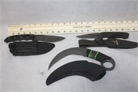 2-Skinning Knives & 1 Karambit Knife w/Sheaths