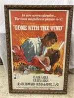 FRAMED GONE WITH THE WIND ONE SHEET POSTER 43in T