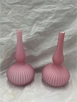 PAIR OF ANTIQUE VICTORIAN PINK CASED GLASS