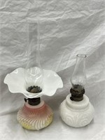TWO VINTAGE SMALL OIL LAMPS