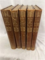 RARE 1908 LEATHER BOUND FIVE VOL. SET FROM THE