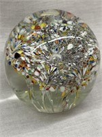 VINTAGE 3 INCH ART GLASS PAPERWEIGHT -
