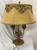 ANTIQUE FRENCH STYLE BOUILOTTE  FLORAL LAMP 17 x