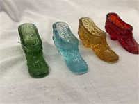 VINTAGE 4 INCH COLORFUL GLASS SLIPPERS/SHOES