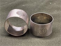 STERLING SILVER NAPKIN RINGS WITH MONOGRAM