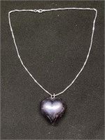 STERLING SILVER HEART PENDANT AND CHAIN 16in L