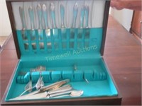 Silver plated flatware in chest