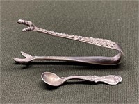 STERLING SILVER TONGS WITH CHICKEN FEET AND