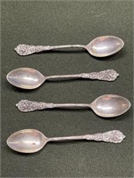 SET OF FOUR DEMITASSE COFFEE SPOONS  4in. L