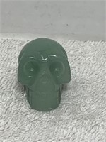 UNIQUE CARVED JADE SKULL 1 1/8in TALL