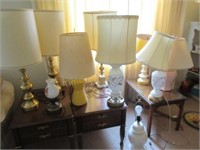 Large grouping of table lamps