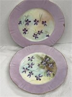 2 THEODORE HAVILAND HAND PAINTED PLATES 9 INCH