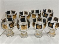 FEDERAL CERA MCM 6 INCH GLASSES, BLACK AND GOLD